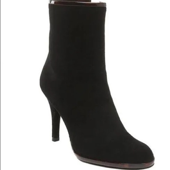 Stuart Weitzman Women's Suede Heeled Booties BLACK Size 9.5 - Picture 1 of 12